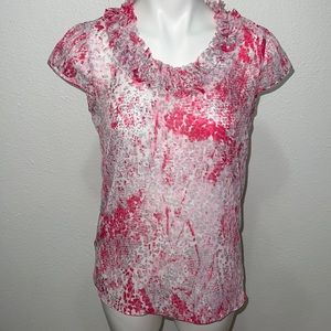 Pink Gray Sheer Polyester Animal Print Top Sz M